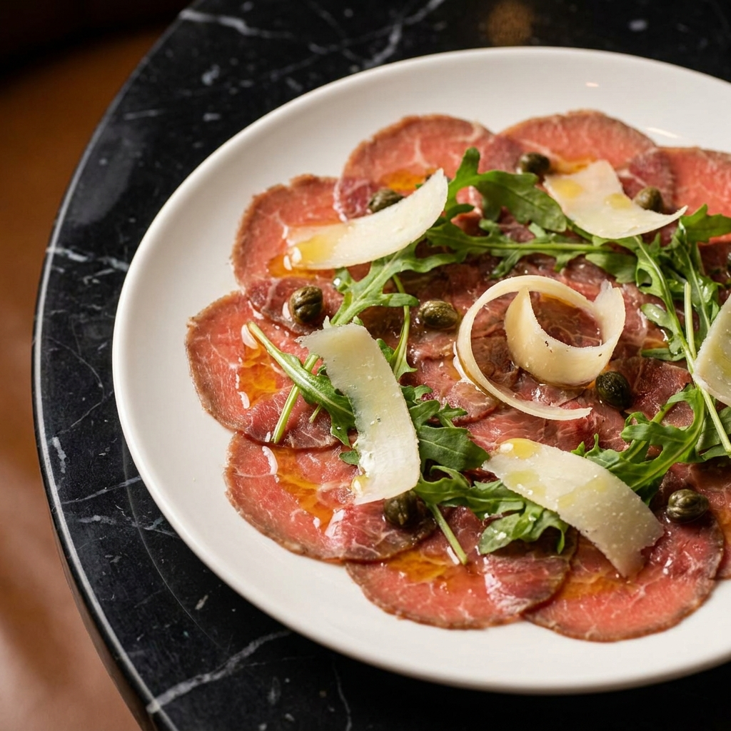 Carpaccio di Manzo, Italian antipasto at Moderna Austin