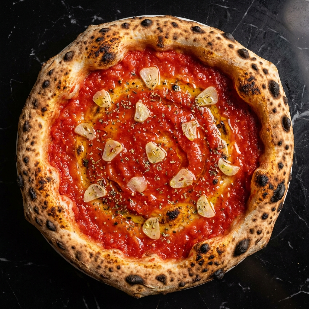 Marinara Antica pizza with San Marzano tomato, garlic, oregano, and olive oil