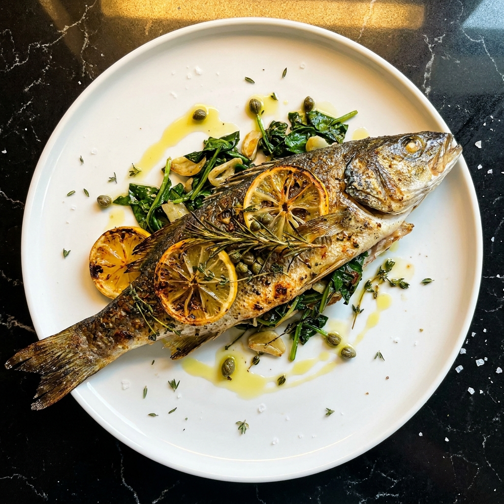 Branzino al Forno, Italian main course at Moderna Austin